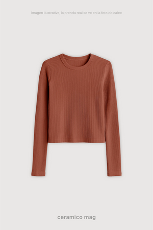 Remera Ribb Manga Larga Crop - Ceramico Mag