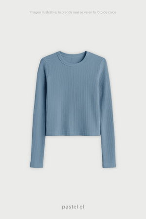 Remera Ribb Manga Larga Crop - Pastel Cl