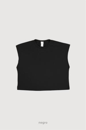 Remera Crop Sin Mangas - Negro