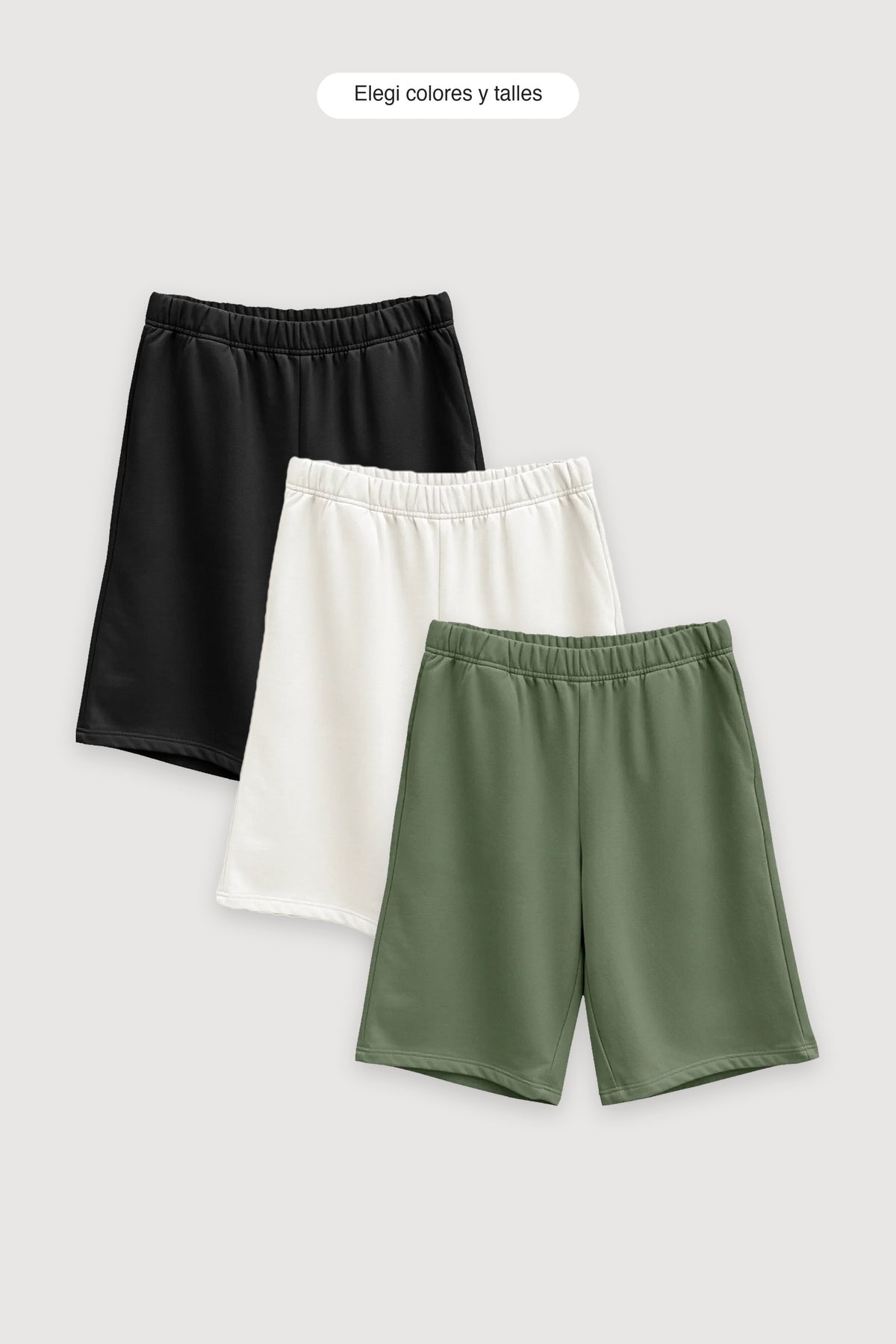 Pack x3 Bermuda Baggy — elegí colores y talles