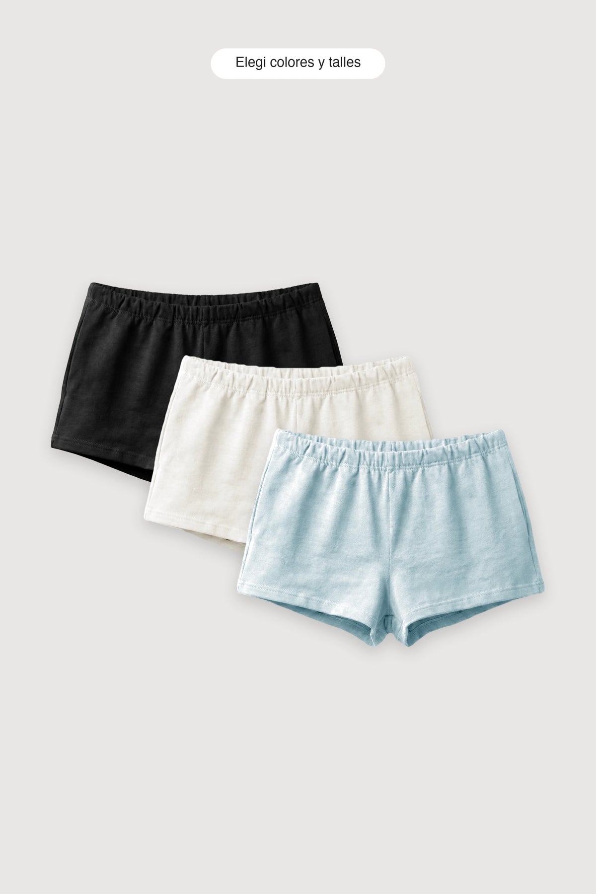 Pack x3 Short Corto — elegí colores y talles