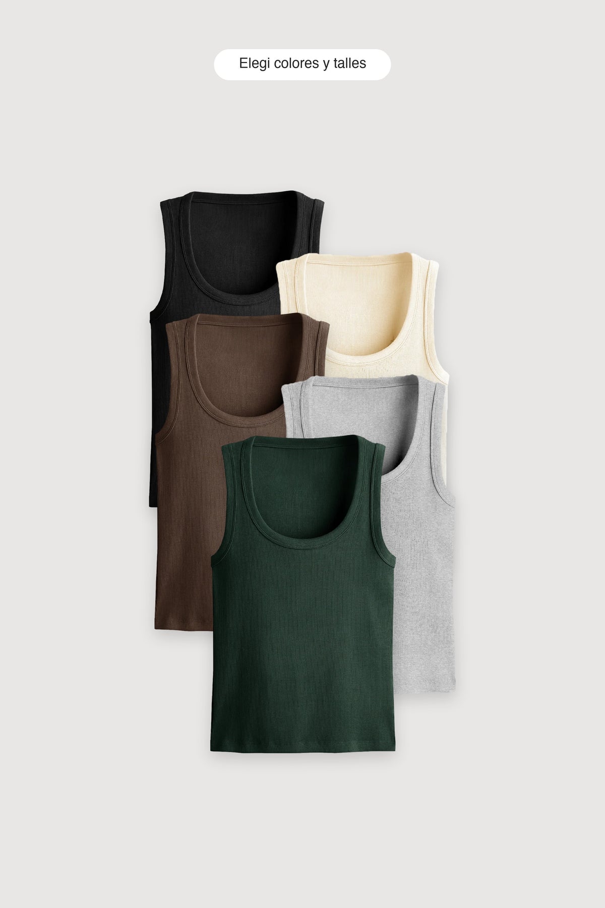 Pack x5 Tank Top Midi — elegí colores y talles
