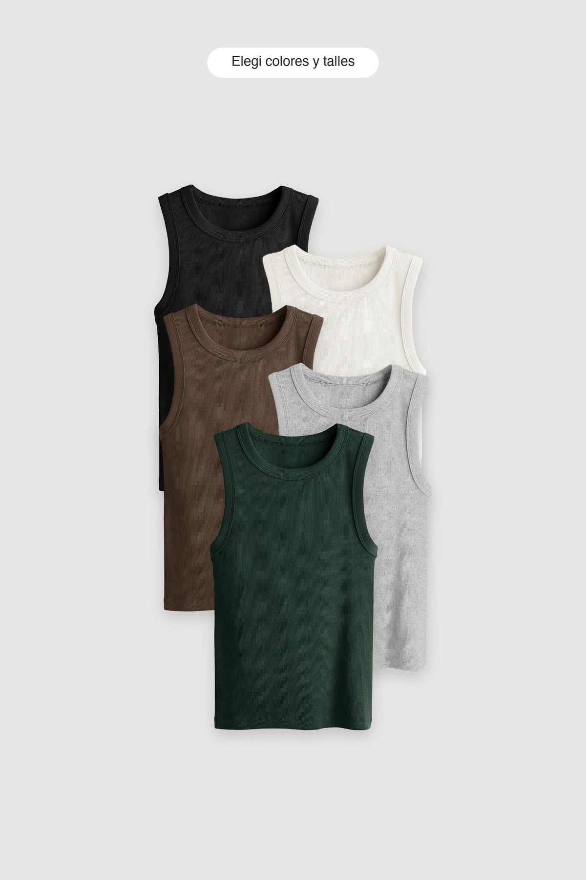 Pack x5 Top Ribb Midi — elegí colores y talles