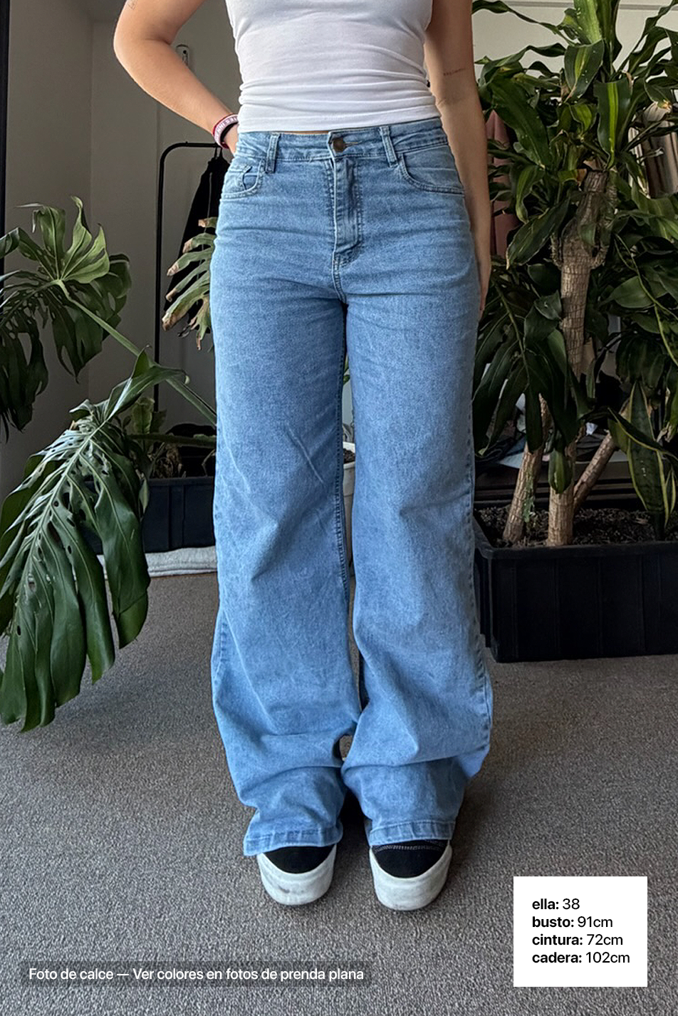 Jean Elastizado Wide Leg Light Blue - Mujer
