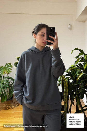 Hoodie Oversize Frisado - Mujer