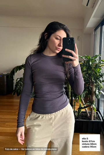 Remera Ribb Manga Larga - Mujer