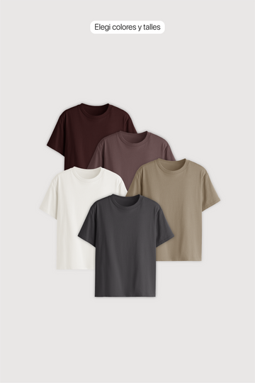 Remera Regular Fit Mujer x 5