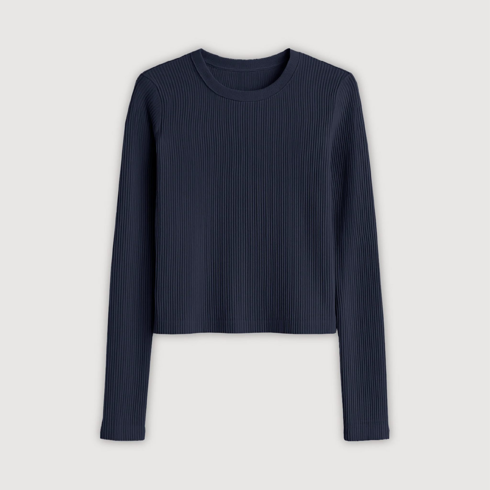 Remera Ribb Manga Larga Crop - Azul Marino