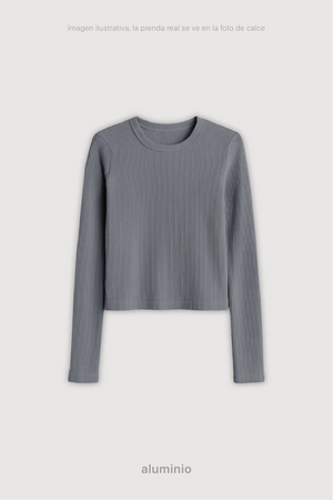 Remera Ribb Manga Larga Crop