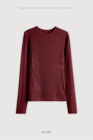 Remera Ribb Manga Larga - Bordo