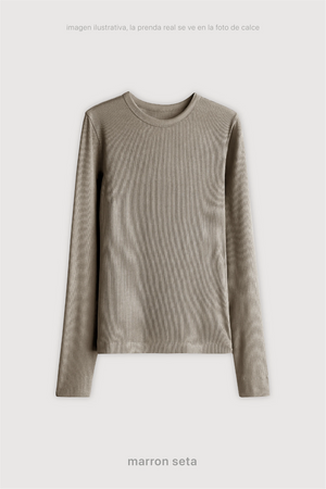 Remera Ribb Manga Larga - Marron Seta