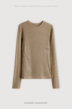 Remera Ribb Manga Larga - Tostado Savannah