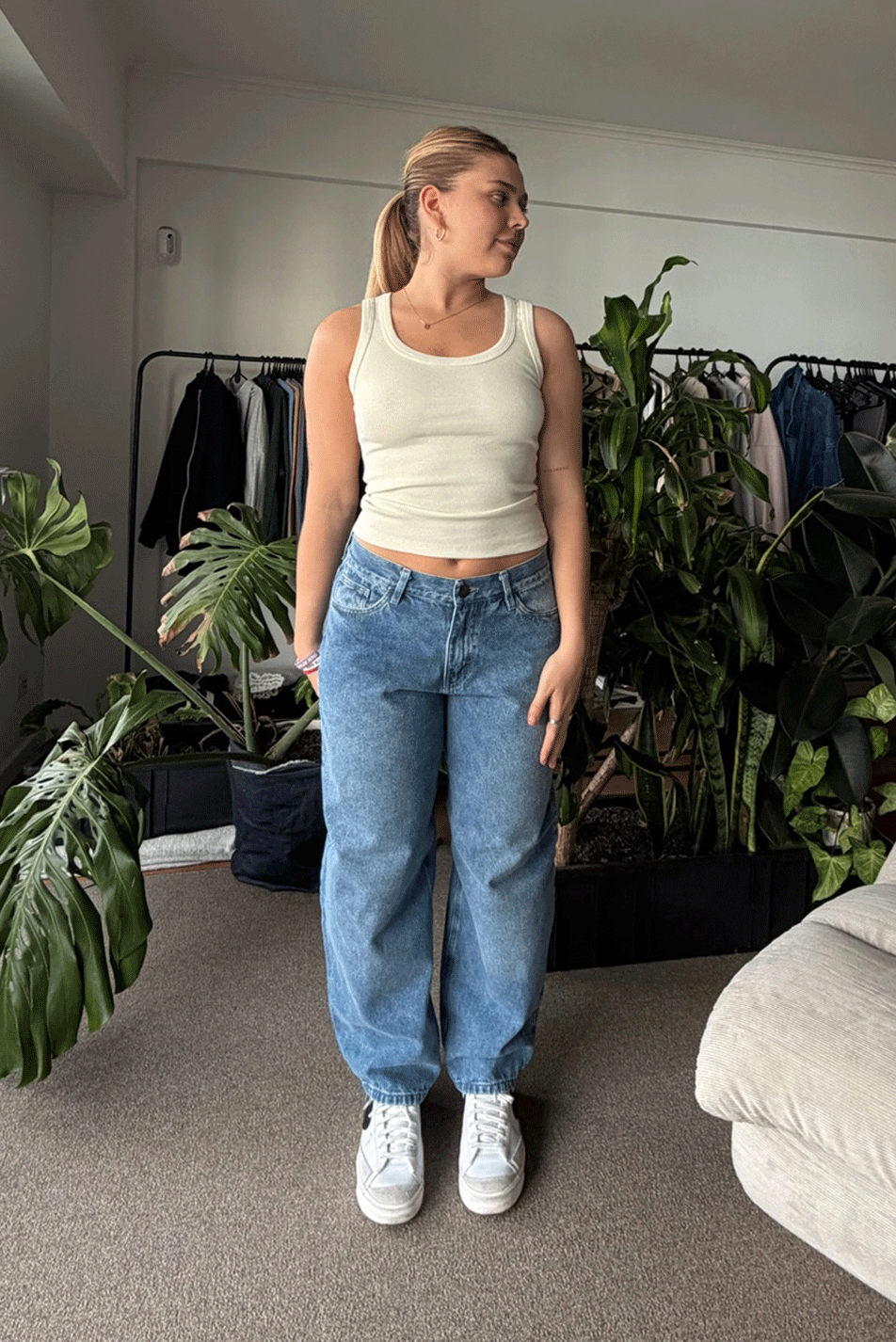 Tank Top Midi + Jean Baggy Light Blue Mujer