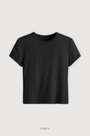 Remera Baby Tee Midi - Negro
