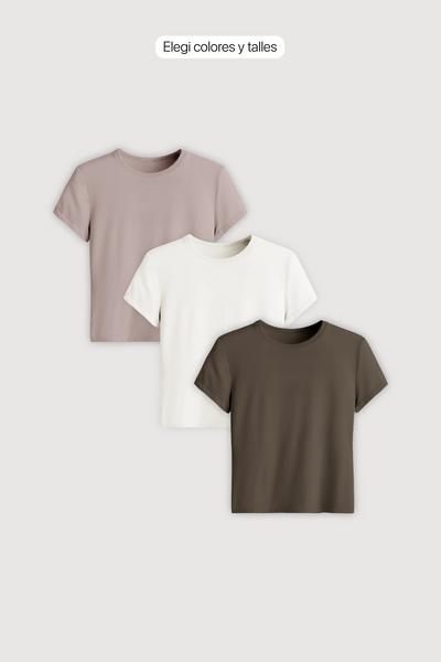 Pack x3 Remera Baby Tee Midi