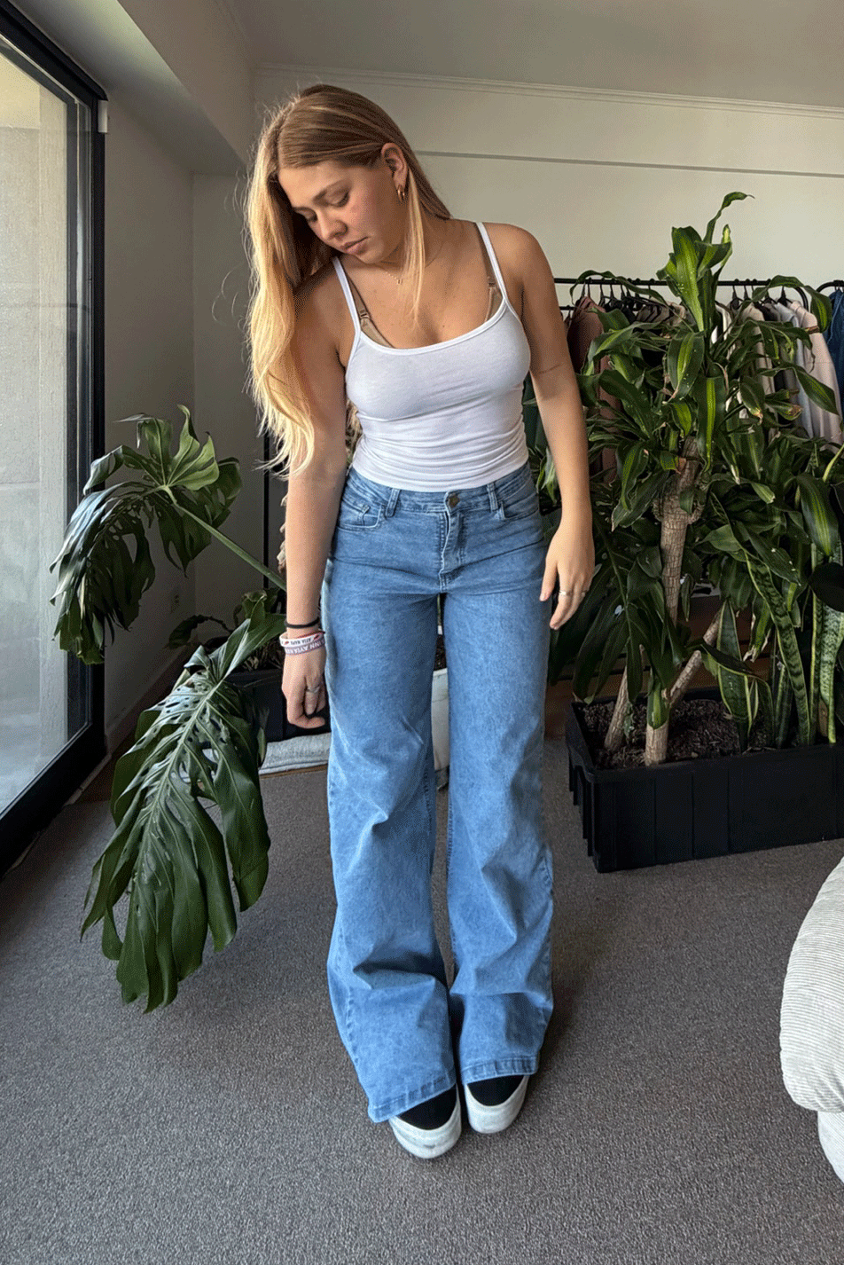 Jean Elastizado Wide Leg Light Blue Mujer