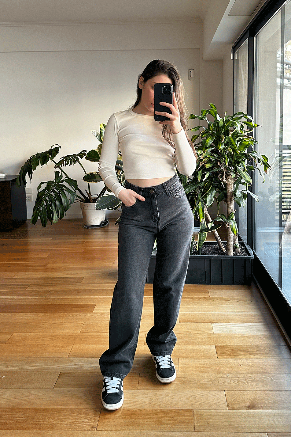 Jean Straight Old Black Mujer