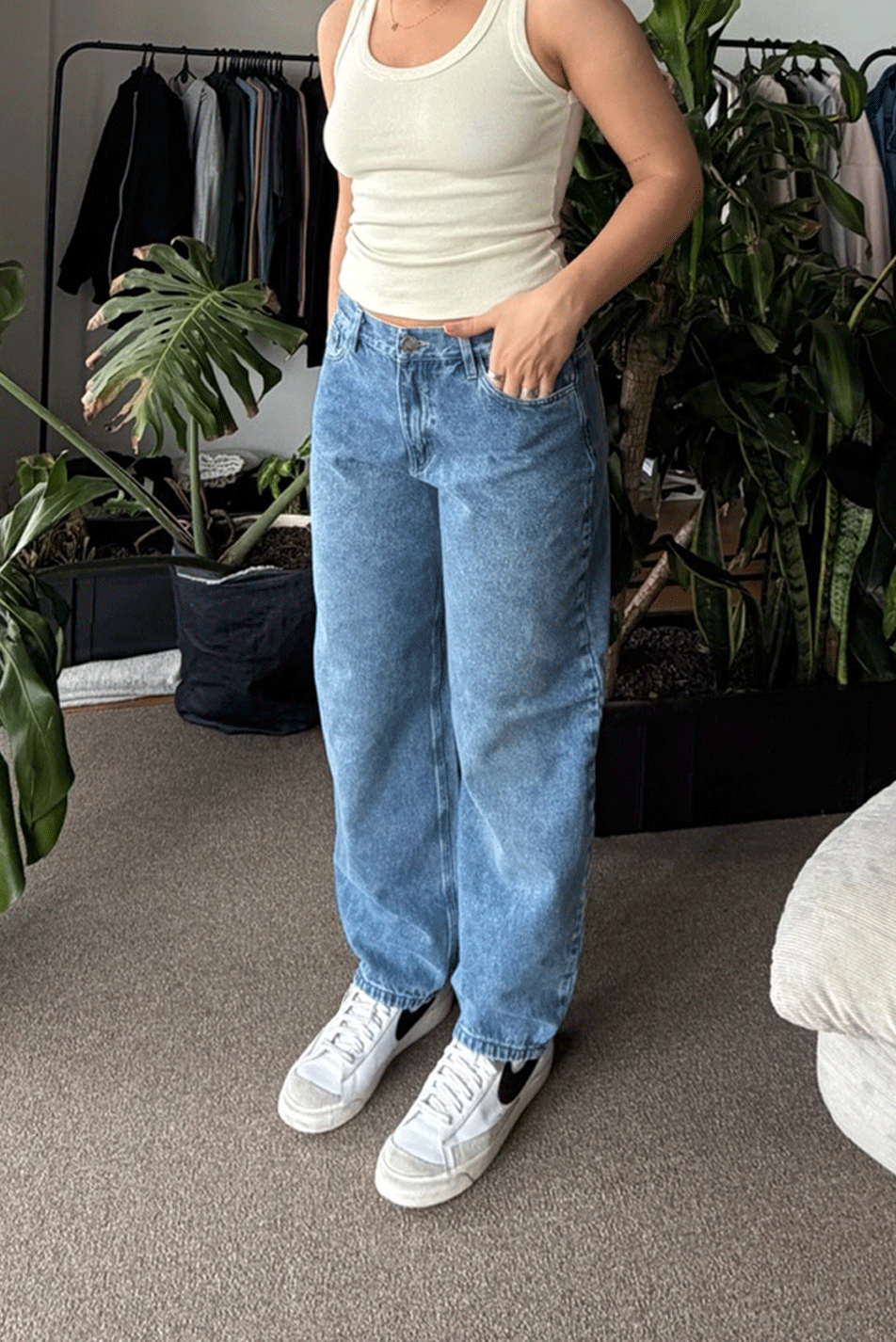 Tank Top Midi + Jean Baggy Light Blue Mujer