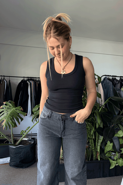 Jean Baggy Old Black Mujer