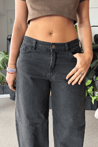 Baby Tee + Jean Baggy Oxido Black Mujer