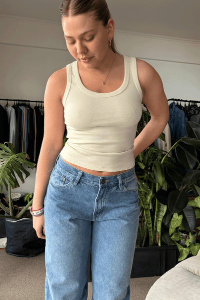 Tank Top Midi + Jean Baggy Light Blue Mujer