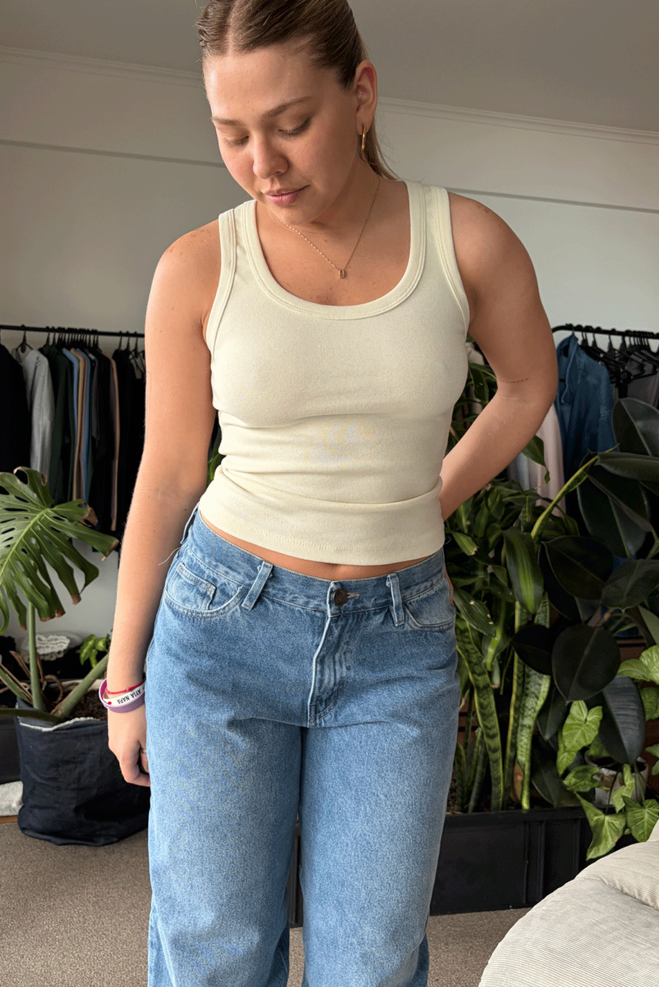Tank Top Midi + Jean Baggy Light Blue Mujer
