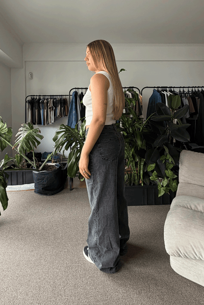 Jean Elastizado Wide Leg Old Black Mujer