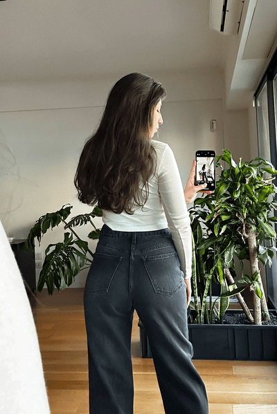 Jean Straight Old Black Mujer