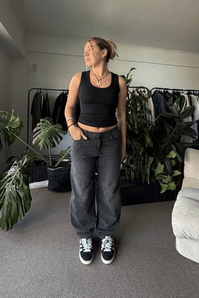 Jean Baggy Old Black Mujer