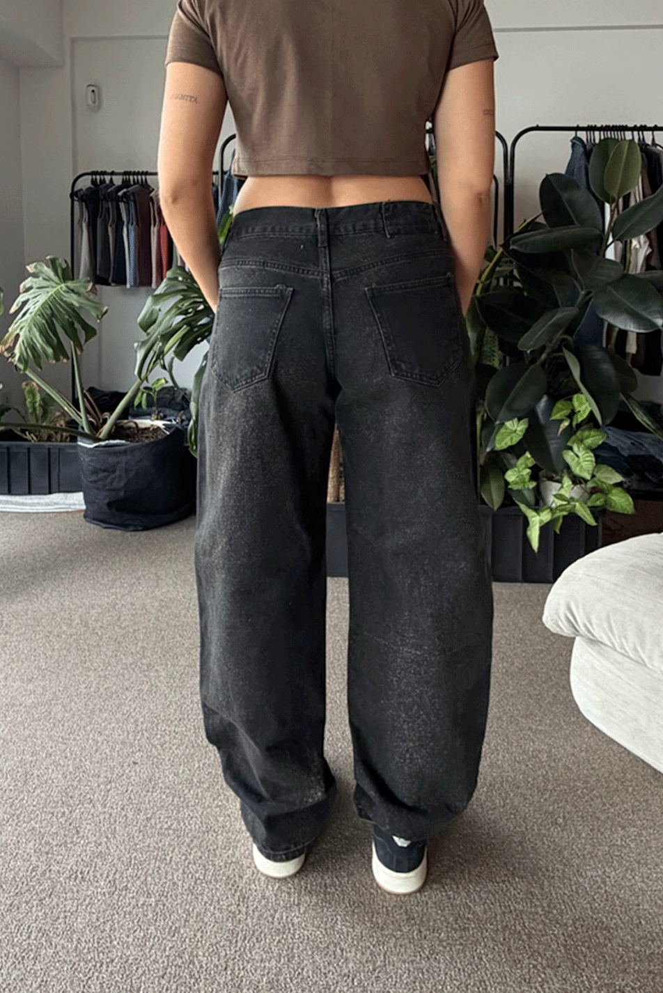 Baby Tee + Jean Baggy Oxido Black Mujer