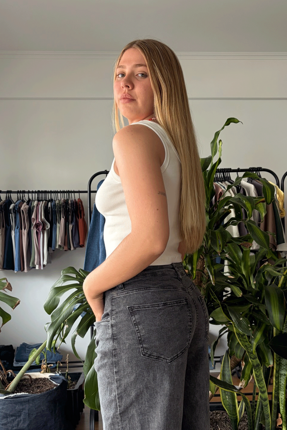 Jean Elastizado Wide Leg Old Black Mujer