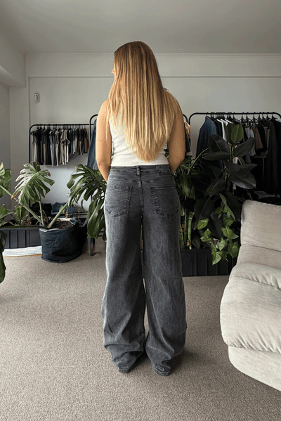Jean Elastizado Wide Leg Old Black Mujer