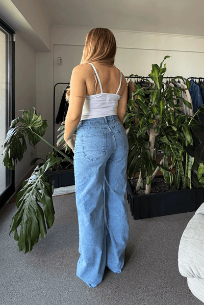 Jean Elastizado Wide Leg Light Blue Mujer