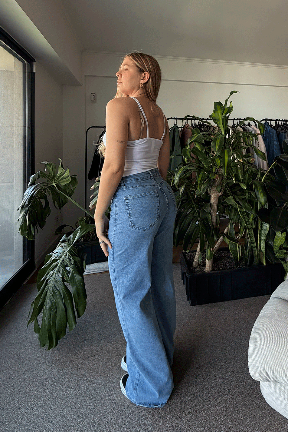 Jean Elastizado Wide Leg Light Blue Mujer