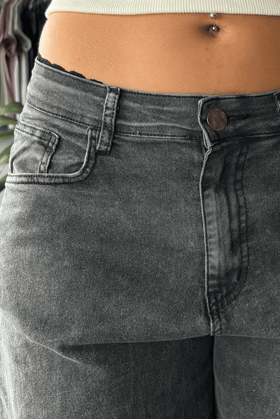 Jean Elastizado Wide Leg Old Black Mujer