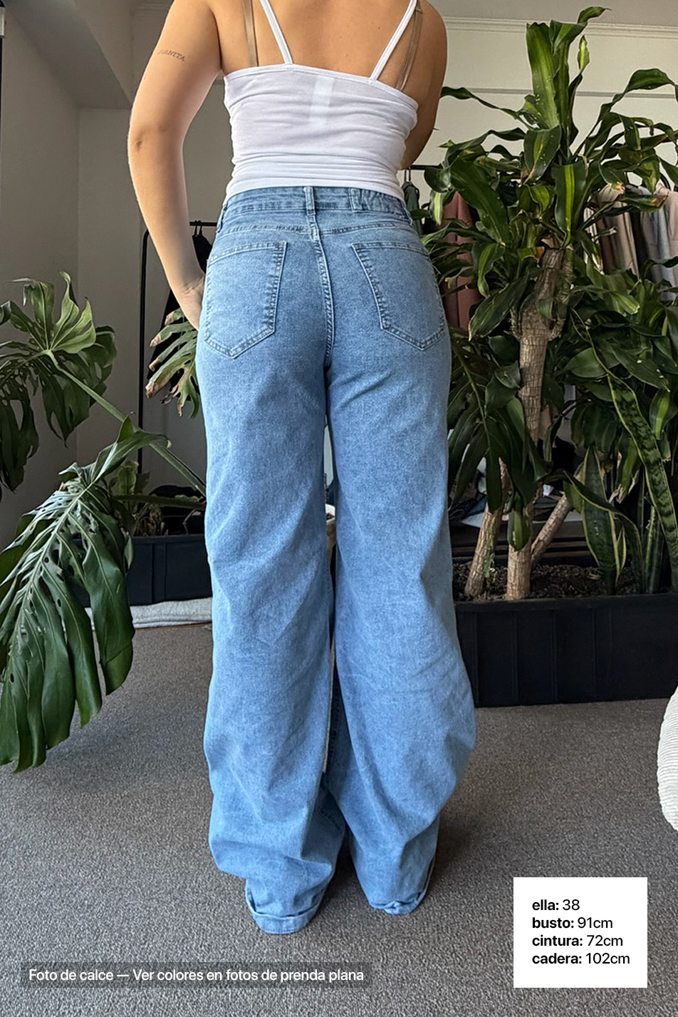 Jean Elastizado Wide Leg Light Blue