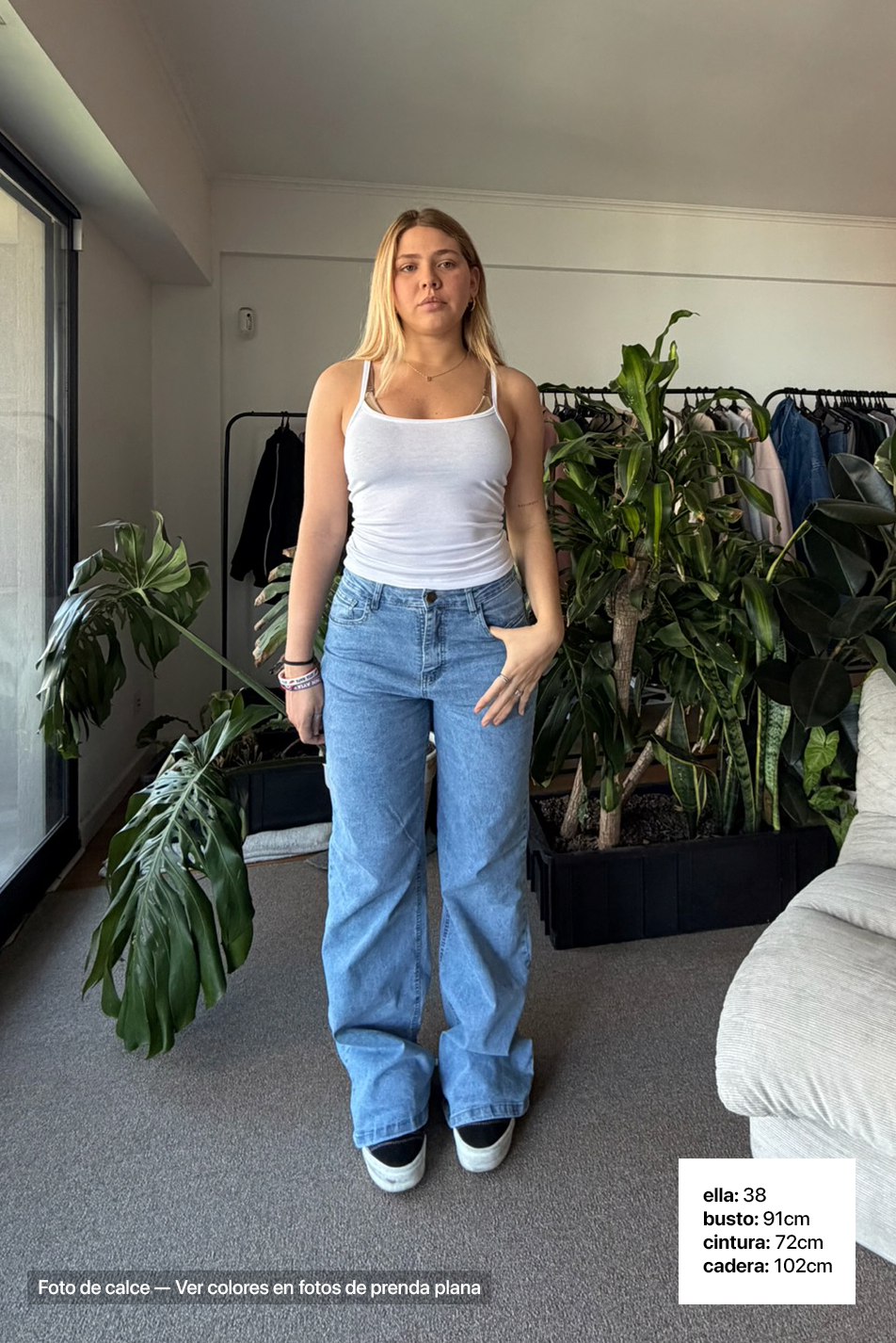 Jean Elastizado Wide Leg Light Blue