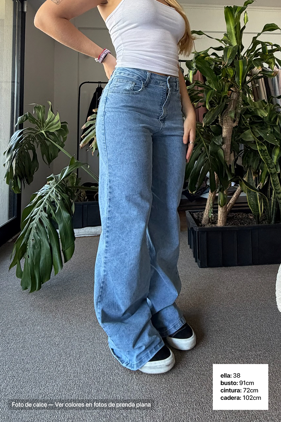 Jean Elastizado Wide Leg Light Blue