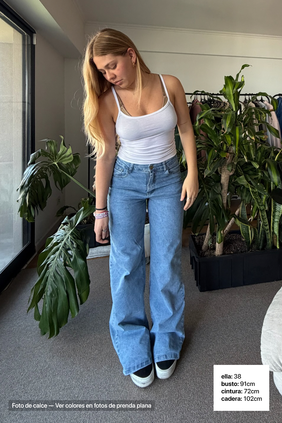 Jean Elastizado Wide Leg Light Blue