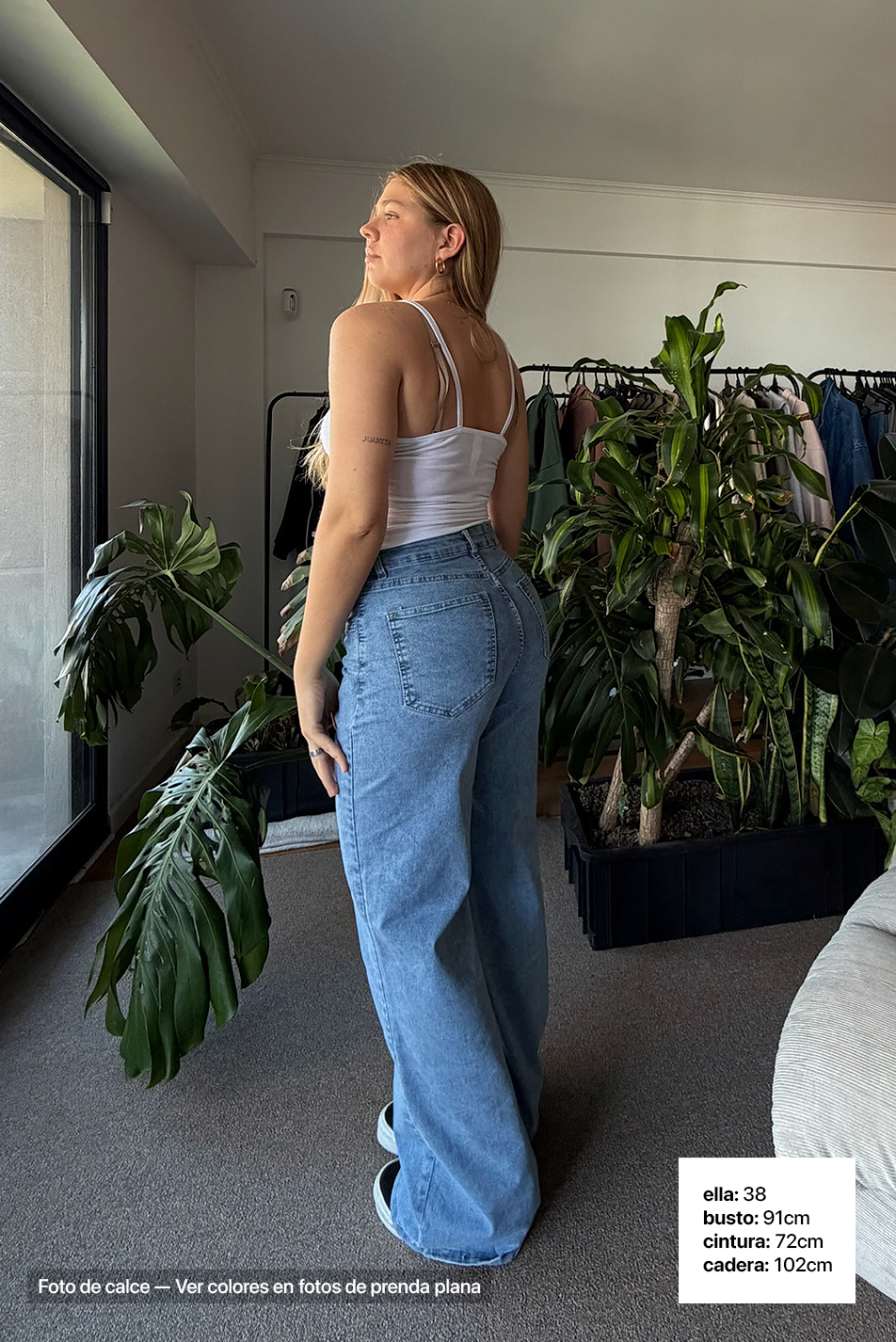 Jean Elastizado Wide Leg Light Blue