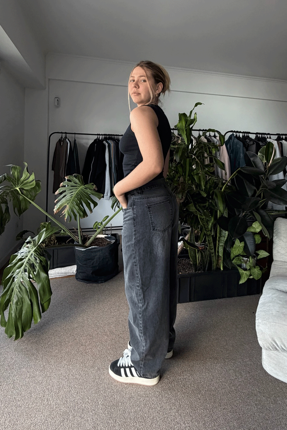Jean Baggy Old Black Mujer