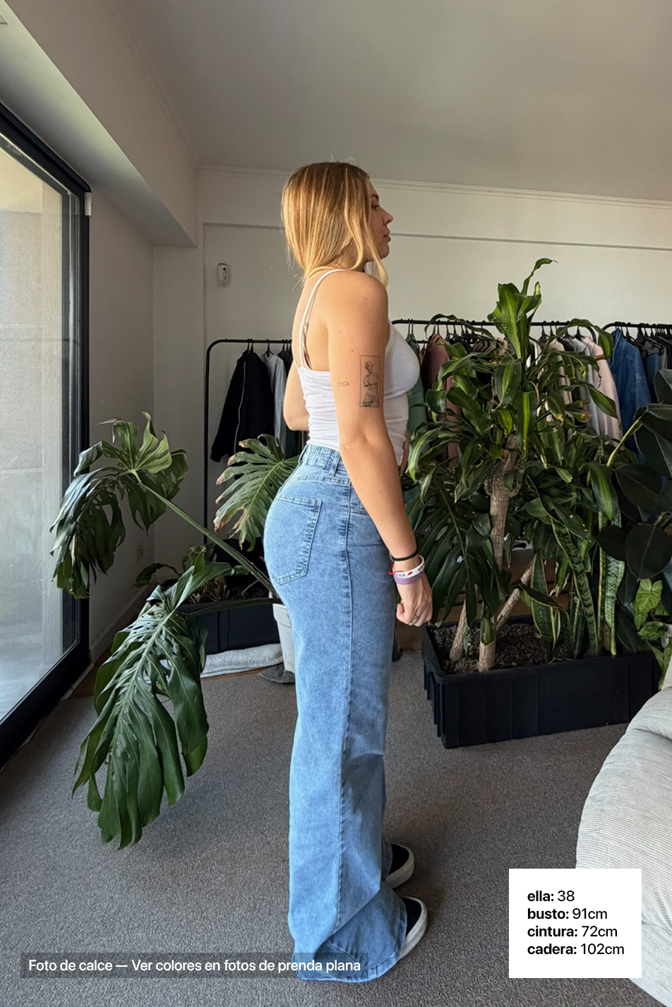 Jean Elastizado Wide Leg Light Blue