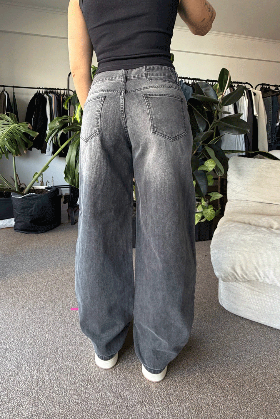 Jean Baggy Old Black Mujer