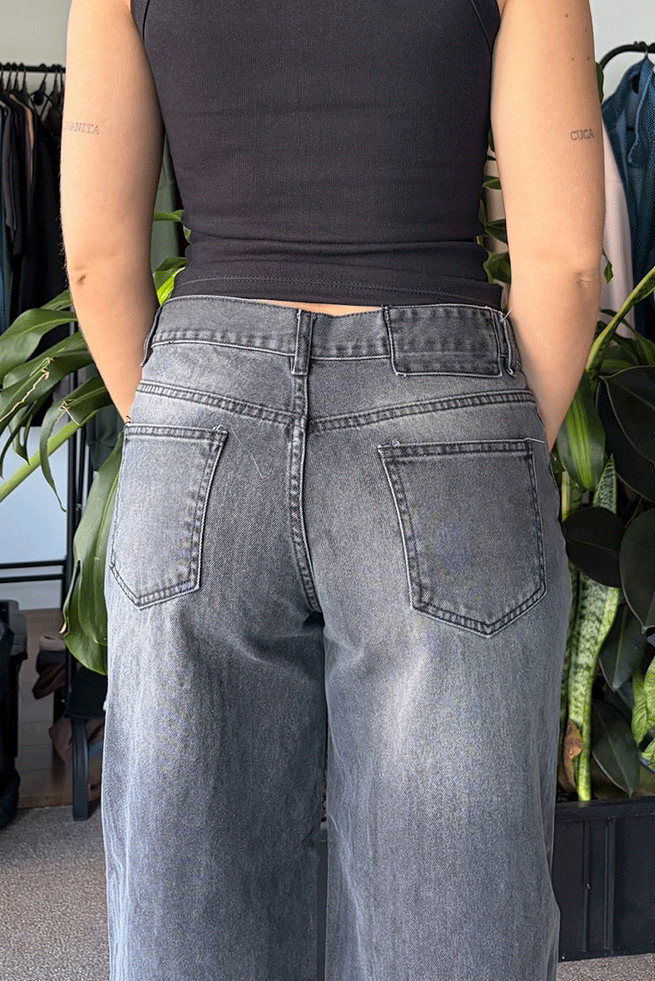 Jean Baggy Old Black Mujer