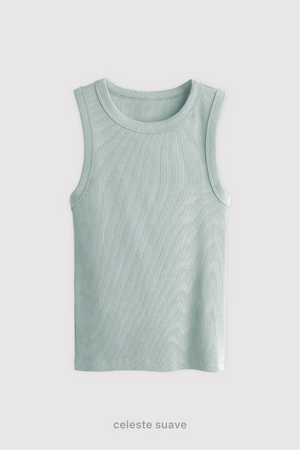 Top Ribb Midi - Celeste Suave