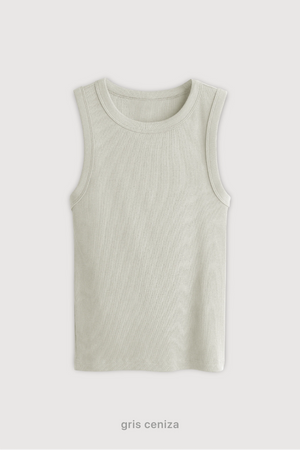 Top Ribb Midi - Gris Ceniza