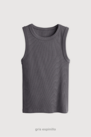 Top Ribb Midi - Gris Espinillo