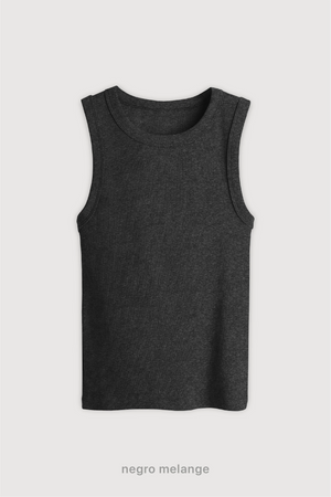 Top Ribb Midi - Negro Melange
