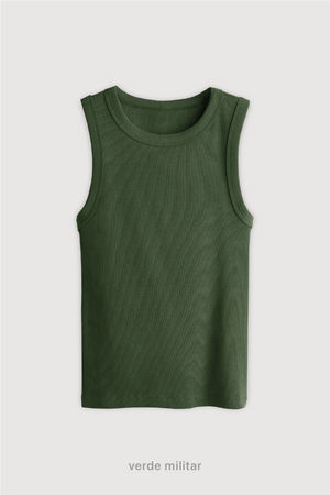 Top Ribb Midi - Verde Militar