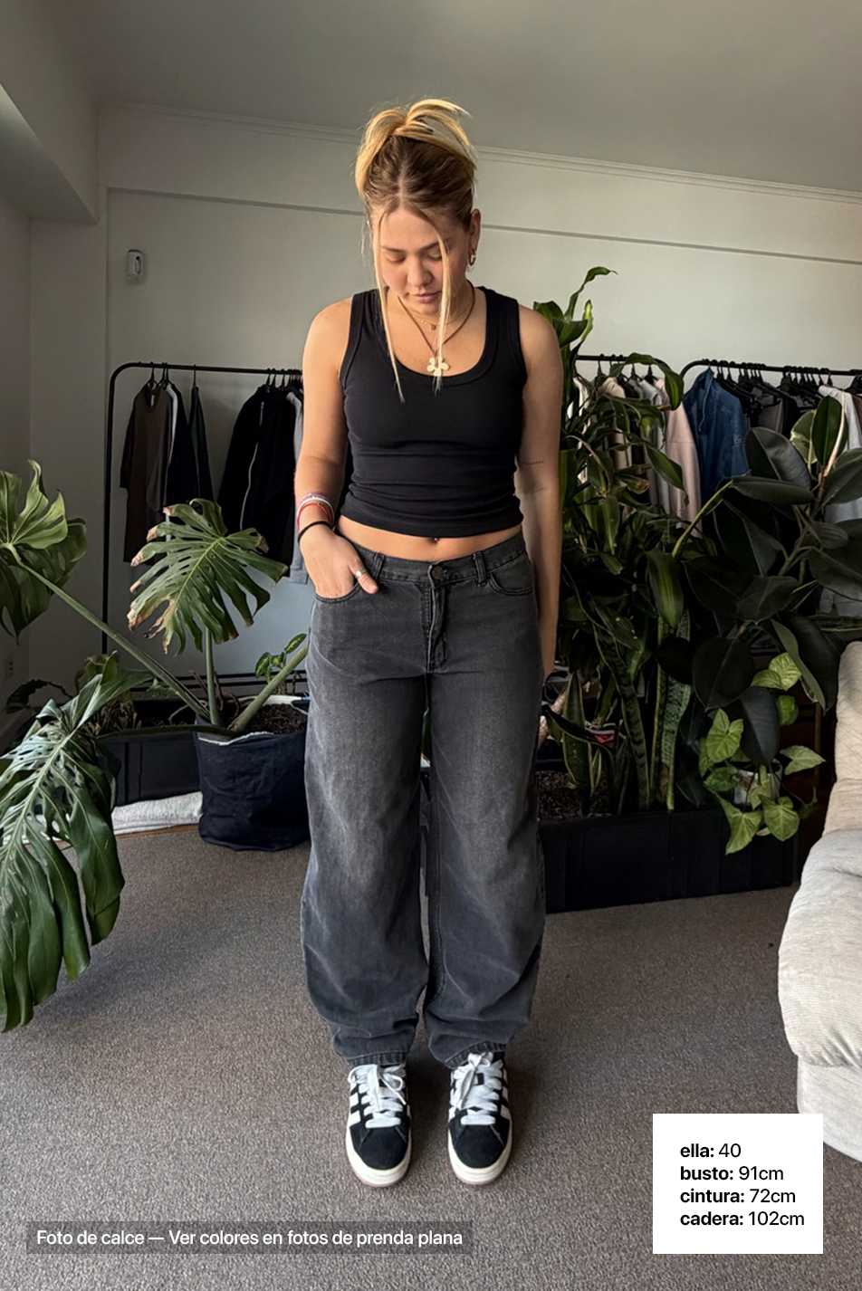 Jean Baggy Mujer Old Black